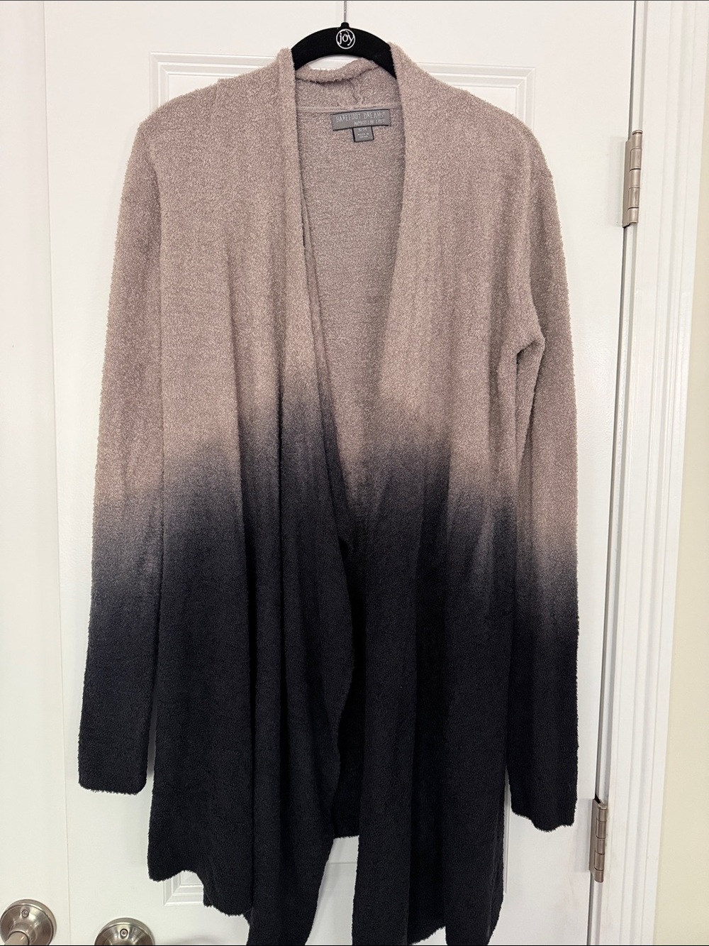 Barefoot Dreams Taupe to Black Ombre Open-Front Cardigan